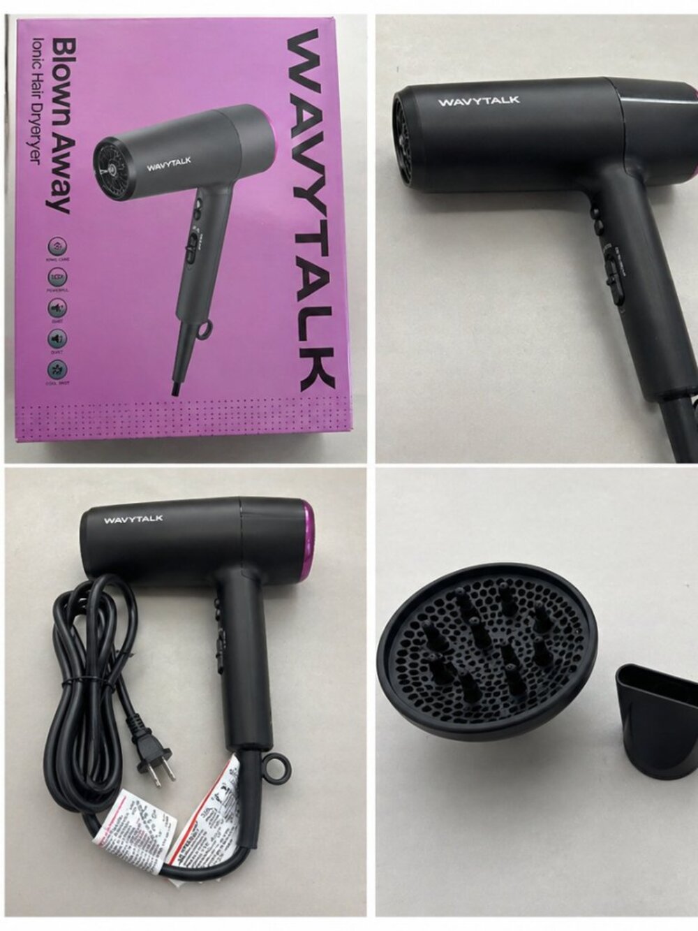 WayValk Ionic Hair Dryer Blown Away Lightweight Quiet Fast Drying Black